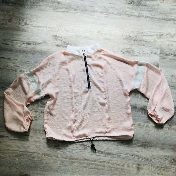 Missguided Tops - Missguided blush pink pullover half zip top sz 6
